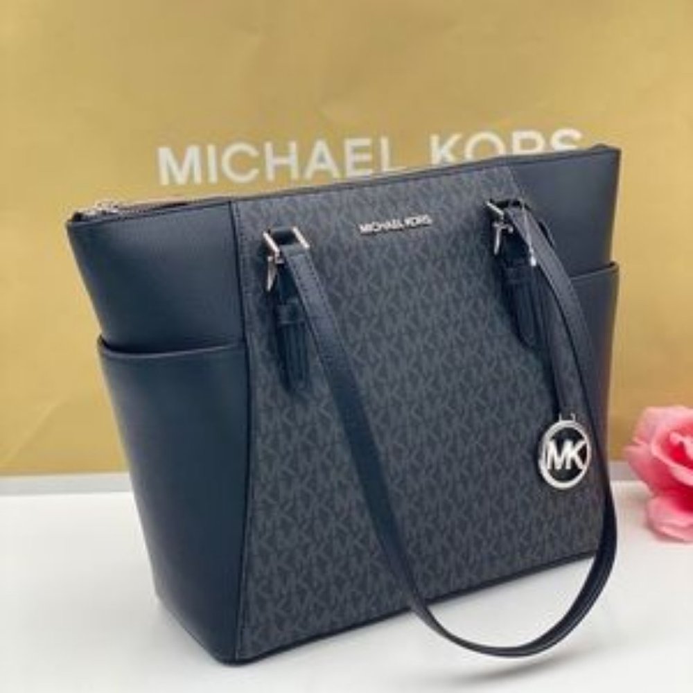 Michael Kors Charlotte Tote Shoulder Bag Black - Picture 6 of 12